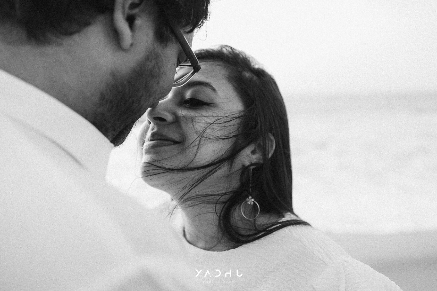 Couple enjoying a beach moment together.